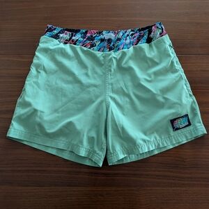 Slunks Volleyball Shorts Men Xs Green Lined Globe Logo Board Swim Trunks Gym